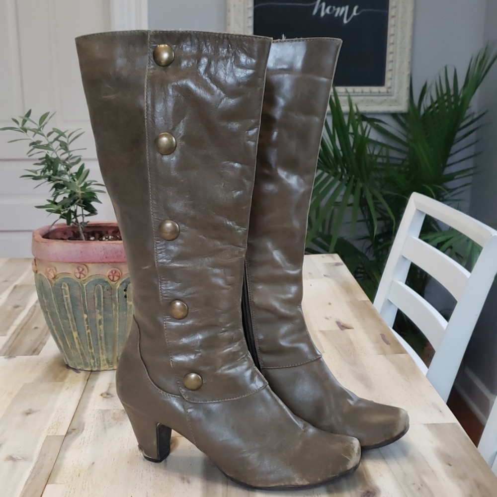 👢Diba Tall Leather Boots Olive